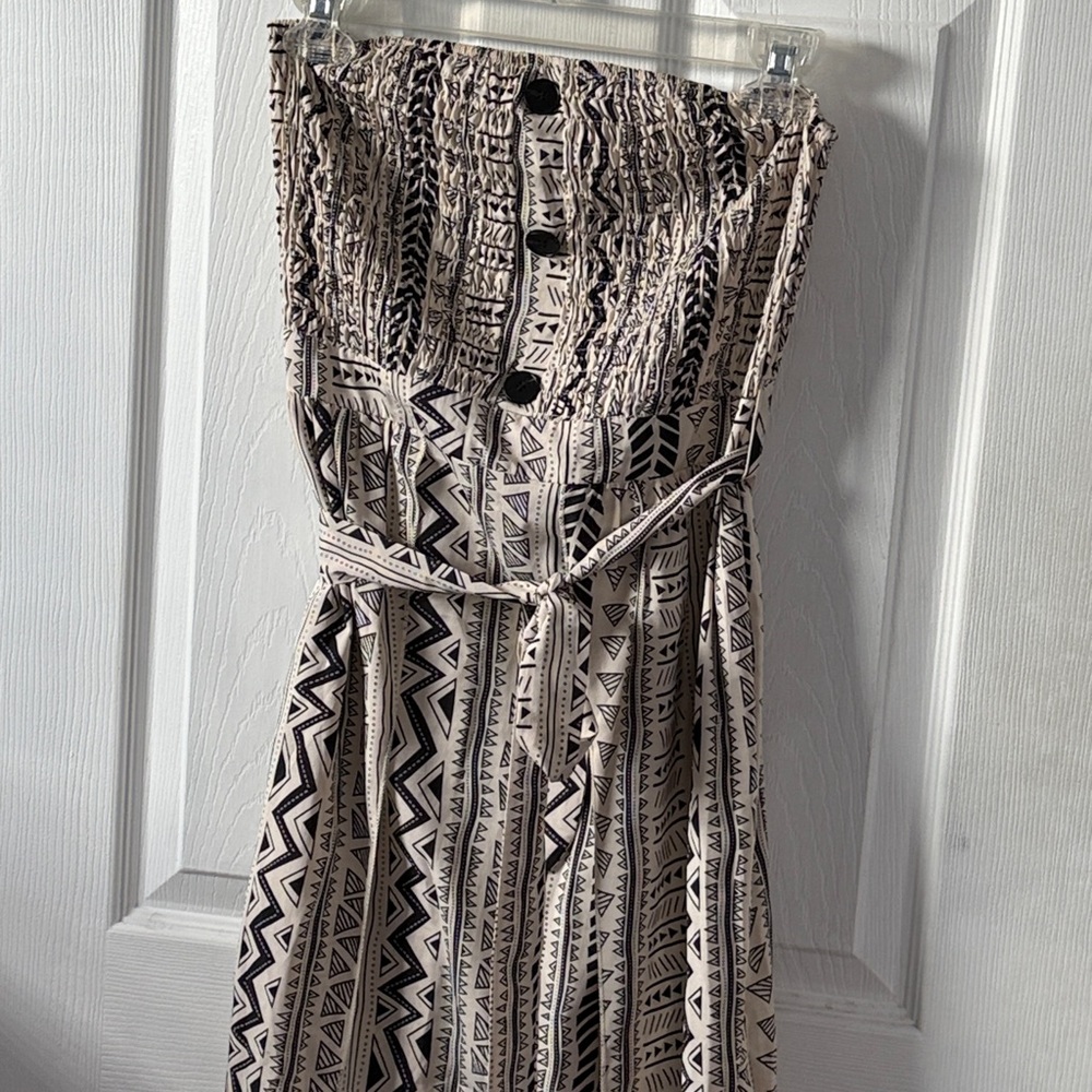 Black and cream Strapless Maxi Dress